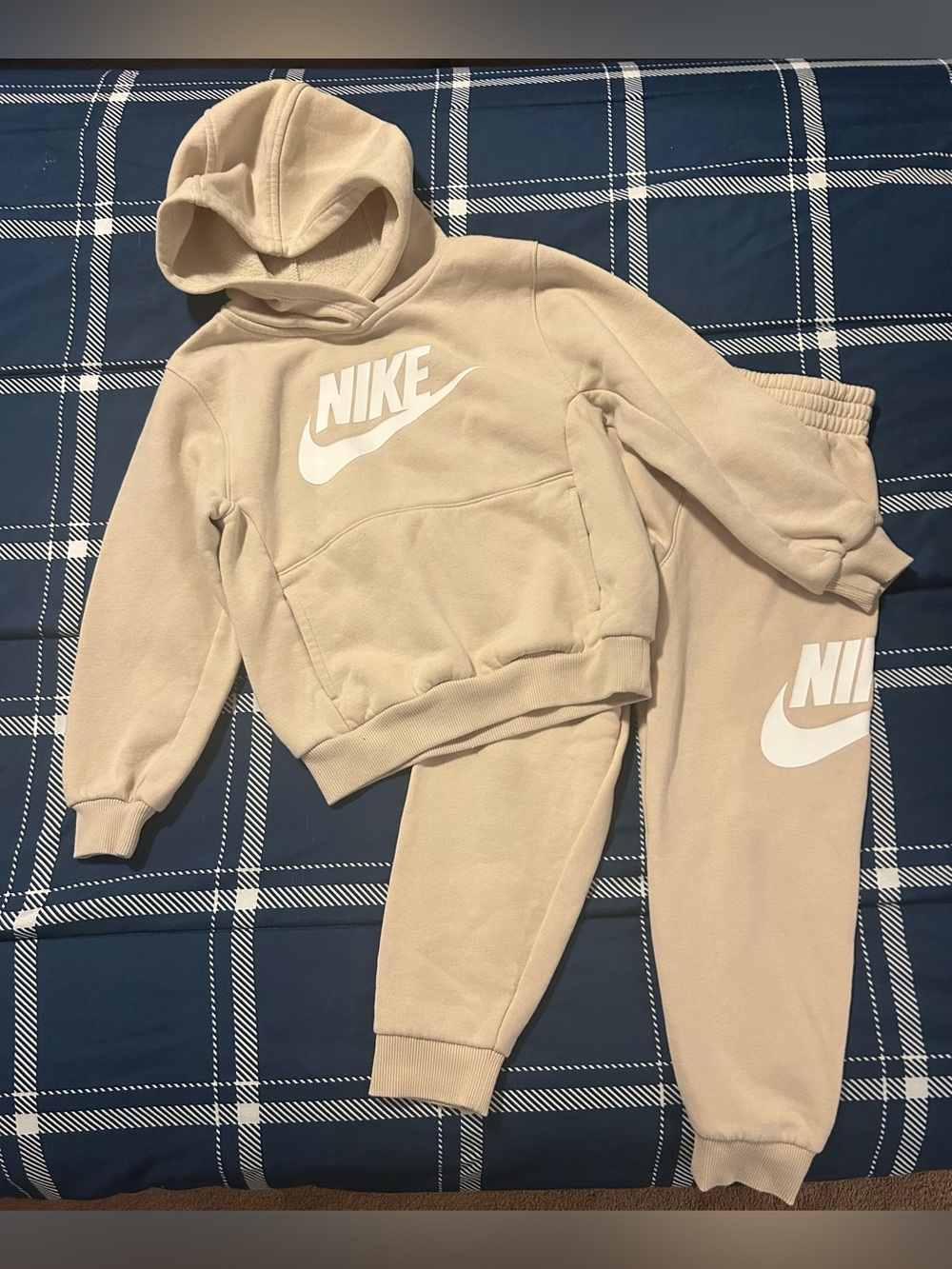 Nike Kids Tan Hoodie & Joggers Set with White Logo
